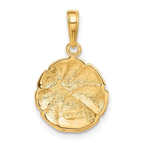 10k Yellow Gold Small Sports Basketball Necklace Charm Pendant, textured concave - Picture 4 of 5